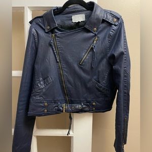 Nicole Miller Cropped Moto Jacket
